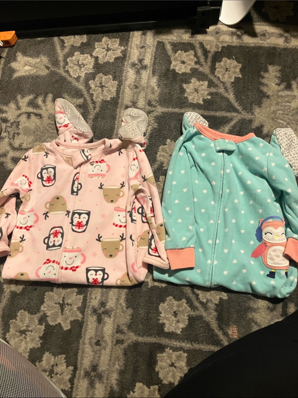 Carter's Pink and Aqua Winter Footies Size 18 Months